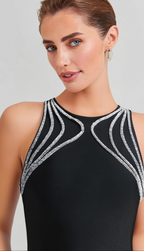 Mikine Diamante Bandage Mini Dress In Black Flowering Girl