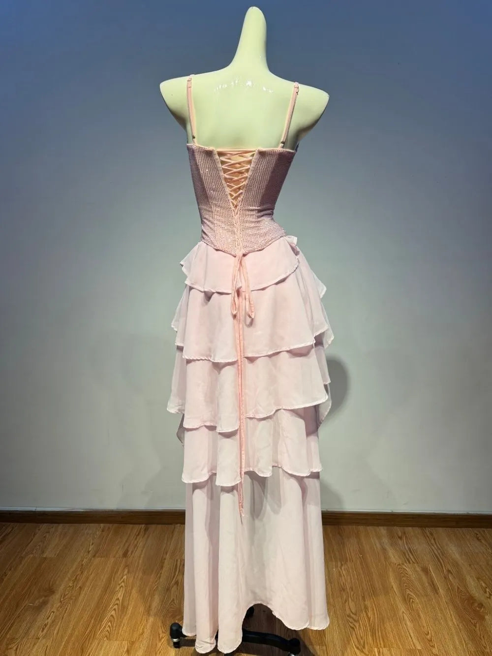 Keilly Pink Strappy Ruffle Maxi Dress Flowering Girl