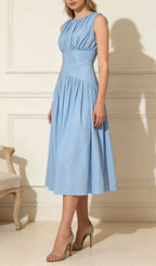 Lenore Blue Sleeveless Midi Dress Flowering Girl
