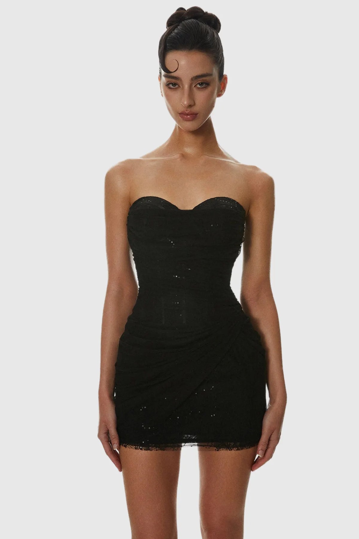 Liserre Sequin Strapless Corset Ruched Mini Dress Flowering Girl