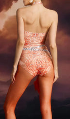 Edwina High Neck Printed Sequin Bodysuit Flowering Girl