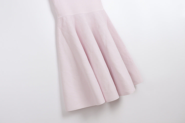 Light Pink Heavy Stretch Knit Fit-And-Flare Dress Flowering Girl