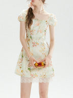 Marta Green Printed Mini Dress Flowering Girl