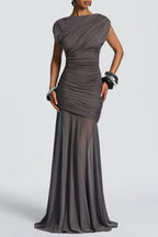 Eileen Ruched Sleeveless Maxi Dress - Charcoal Flowering Girl
