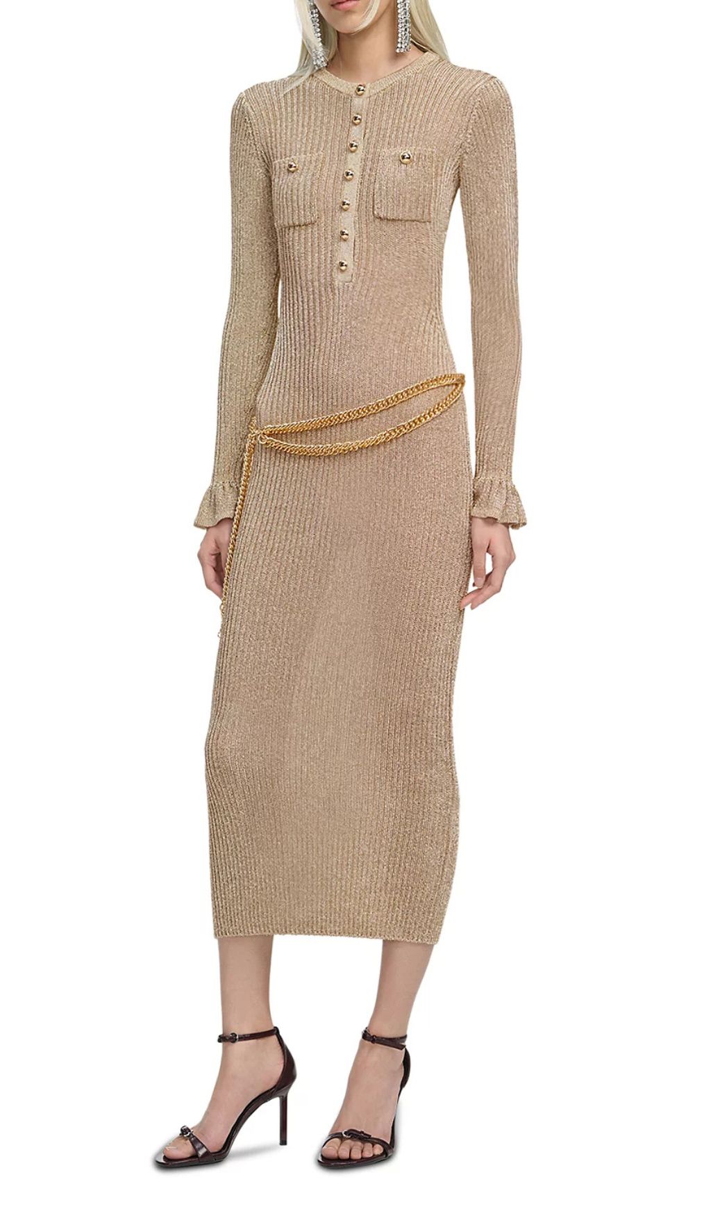 Ribbed Knit Midi Dress Flowering Girl