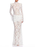 Ferith High Neck Lace Maxi Dress Flowering Girl