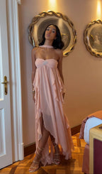 Frayne Nudepink Layered Backless Maxi Dress Flowering Girl