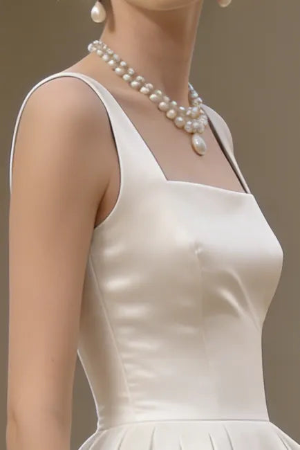 Minimalist Spaghetti Strap Midi Dress - Off-White Flowering Girl