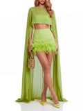 Xurelle Cape Feather Three Piece Set Flowering Girl