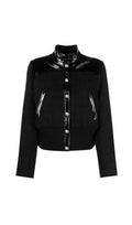 PATENT-TRIM TWEED BOMBER JACKET Flowering Girl