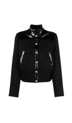PATENT-TRIM TWEED BOMBER JACKET Flowering Girl