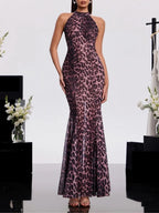 Sorexan Halterneck Leopard Maxi Dress Flowering Girl