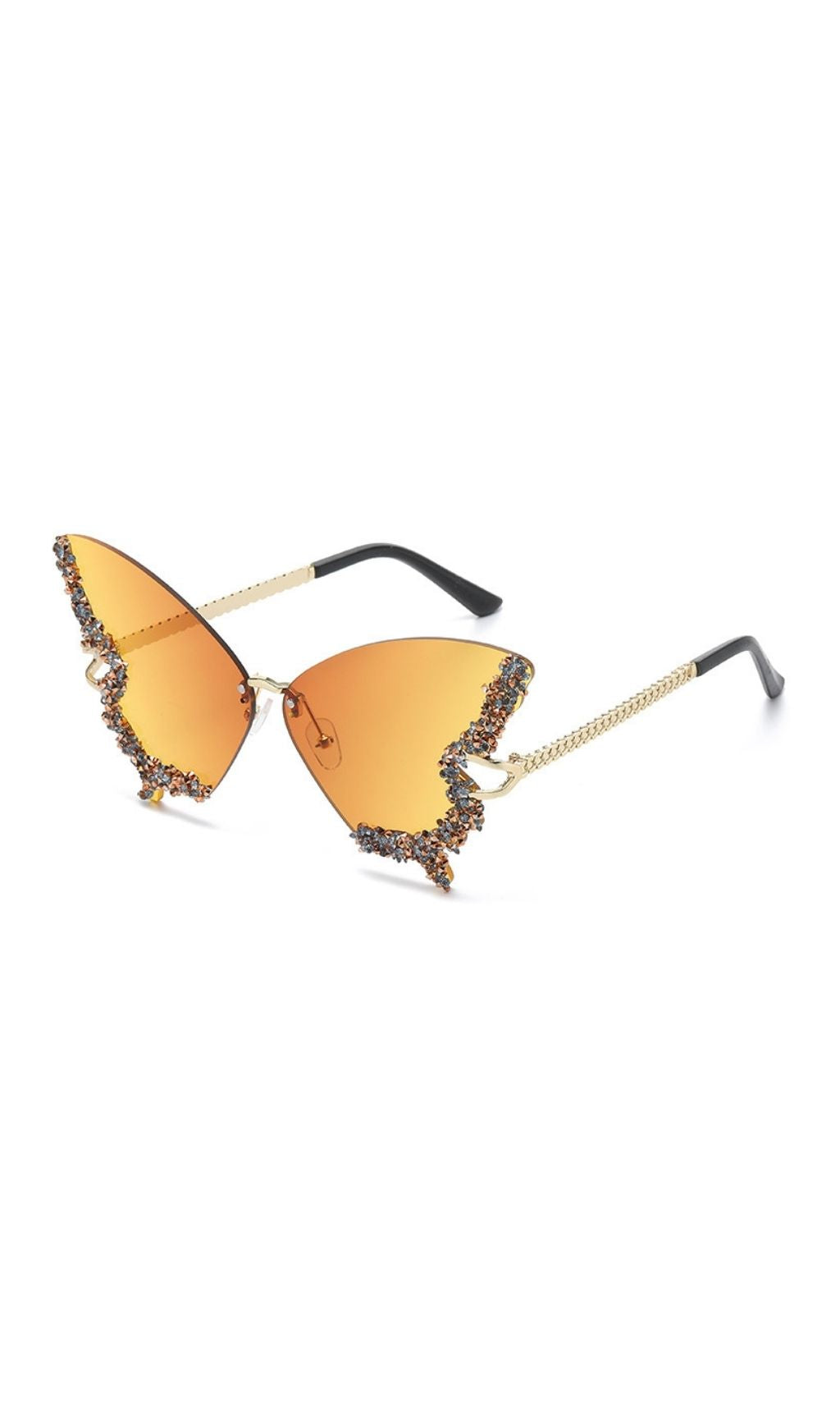 Tierney Orange Butterfly Crystal Sunglasses Flowering Girl