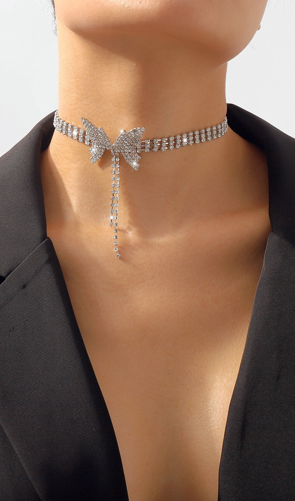 Silver Diamond Butterfly Choker Flowering Girl