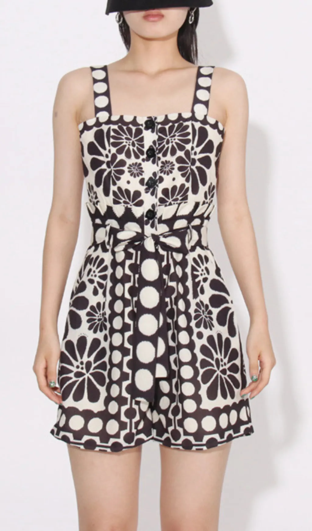 Asatira Black Printed Romper Flowering Girl