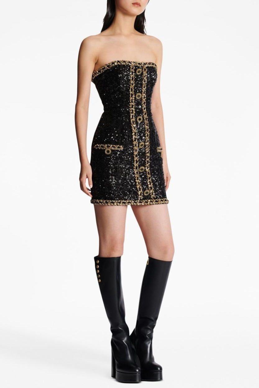 Cleo Sequin Embellished Strapless Mini Dress Flowering Girl