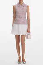 Olivia Pink Boucle Chiffon Mini Dress Flowering Girl