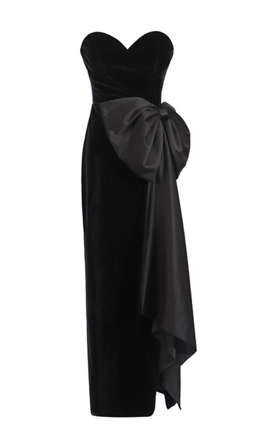 Desdra Black Strapless Bowknot Maxi Dress Flowering Girl