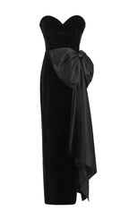 Desdra Black Strapless Bowknot Maxi Dress Flowering Girl
