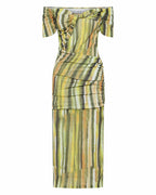 Wind Through Off Shoulder Dress | Brush Stroke Flowering Girl