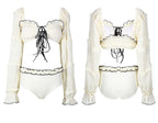 Fancy There-Piece Swimsuit Flowering Girl