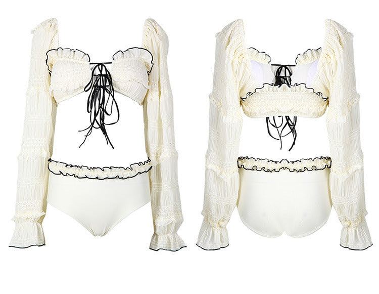 Fancy There-Piece Swimsuit Flowering Girl