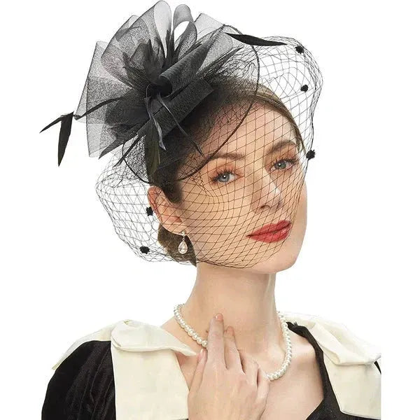Cocktail Hats Mesh Hats With Veil Flowering Girl