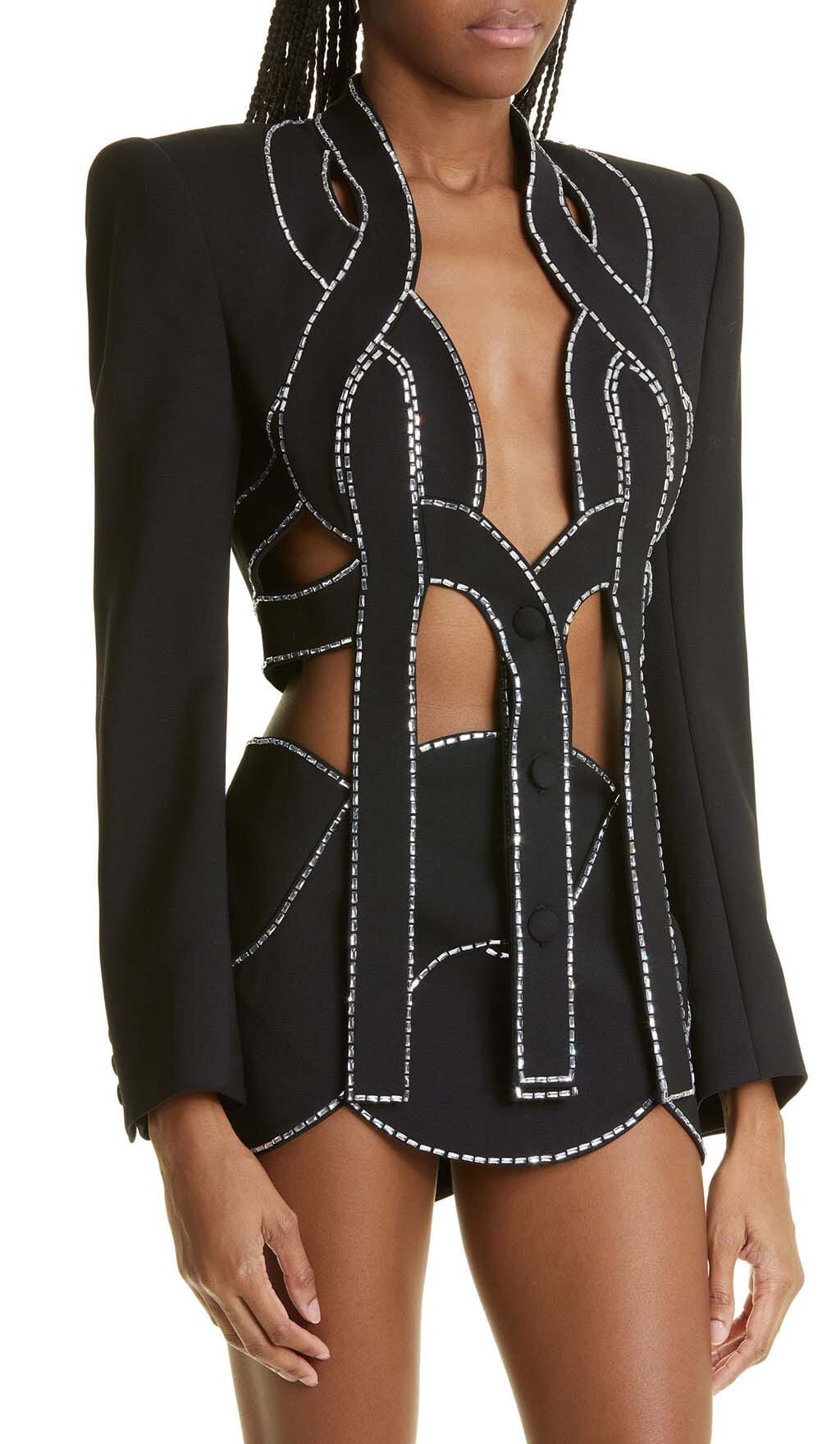 Latticed Embellished Rope Two Pieces In Black
