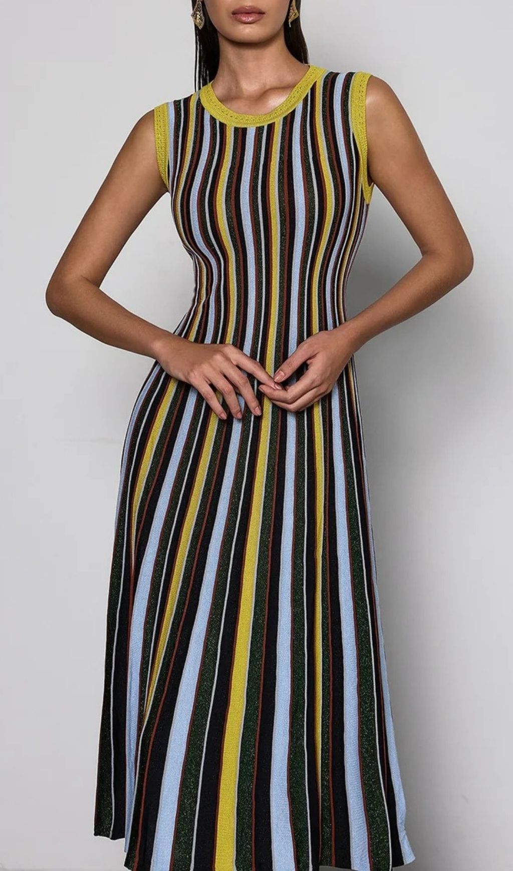 Malyxa Sleeveless Stripe Knit Midi Dress Flowering Girl