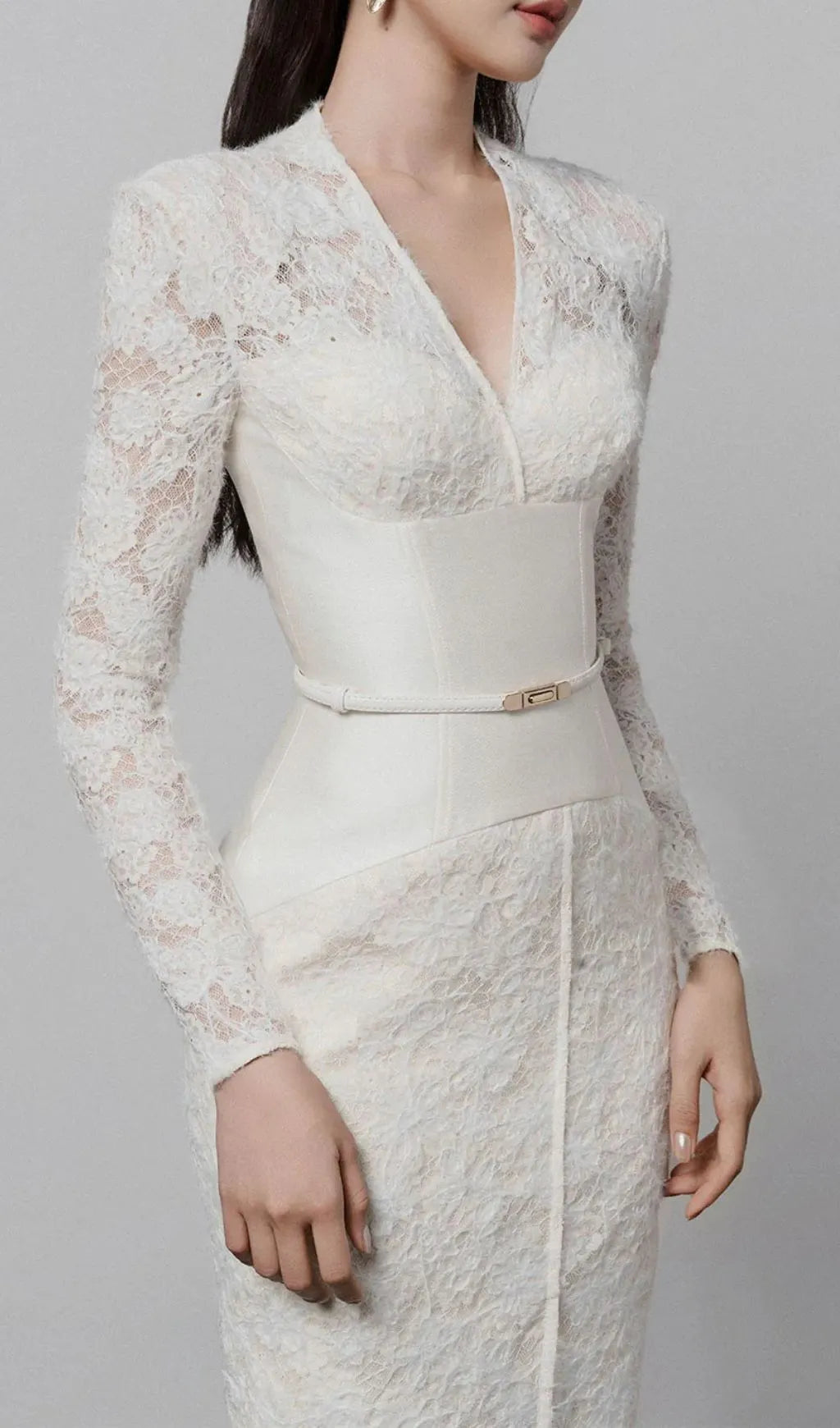 Gaia Sheath V-Neck Lace Midi Dress Flowering Girl