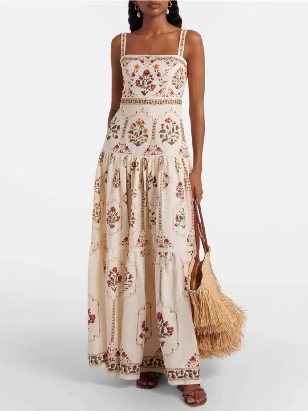 Meabh Strappy Printed Maxi Dress Flowering Girl