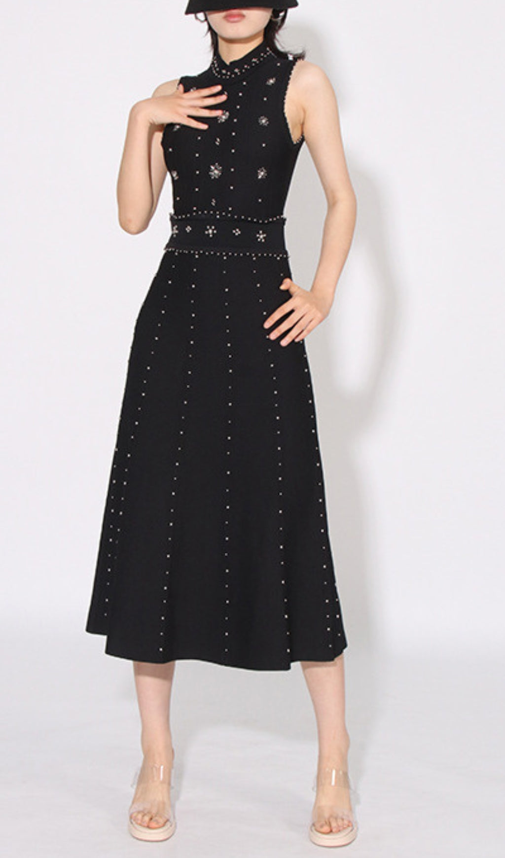 Arezo Black Bead Midi Dress Flowering Girl