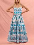 Meka Spaghetti Printed Maxi Dress Flowering Girl