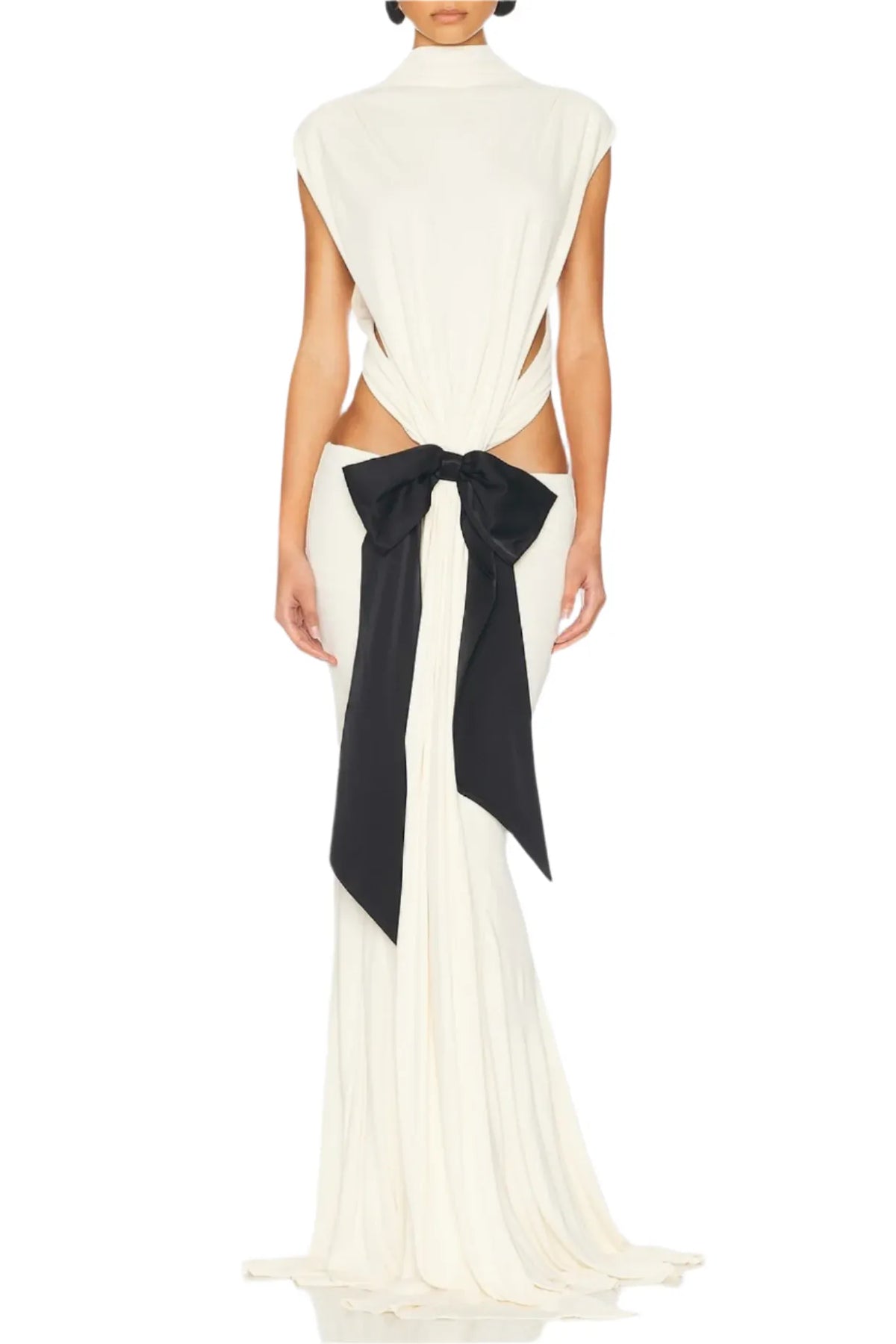 Graillot Bow Cutout Backless Maxi Dress - White Flowering Girl