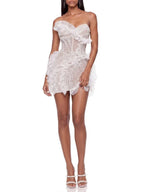 Tyrelune Strapless Pearl Mesh Mini Dress Flowering Girl