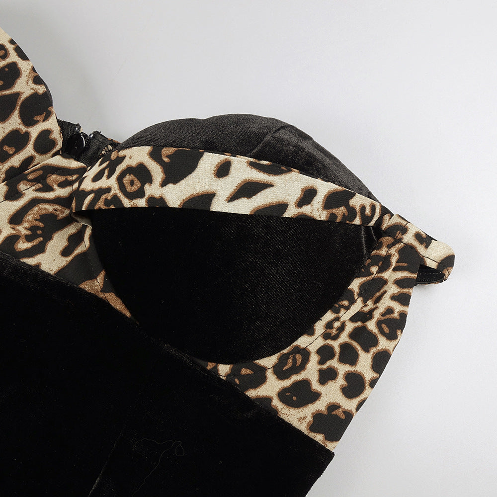 Fox Black Leopard Velvet Maxi Dress Flowering Girl