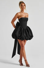 Lotus Mini Dress - Black Flowering Girl