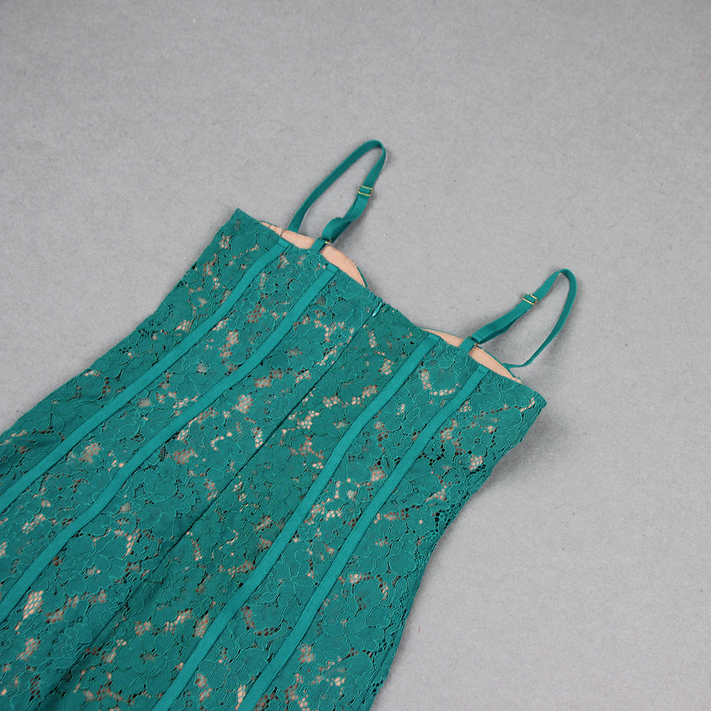 Strappy Lace Midi Dress Flowering Girl