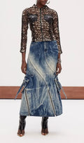 Jamie Deconstruct Bleached Denim Maxi Skirt Flowering Girl
