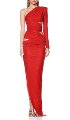 Gadar Red Diamante One-Shoulder Maxi Dress Flowering Girl