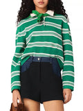 Cropped Striped Polo Sweater Flowering Girl