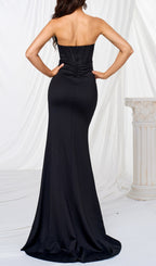 Christo Strapless Corset Slit Maxi Dress Flowering Girl