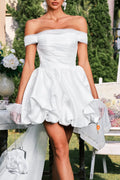 Danyal Off Shooulder Ruched Satin Dress Flowering Girl