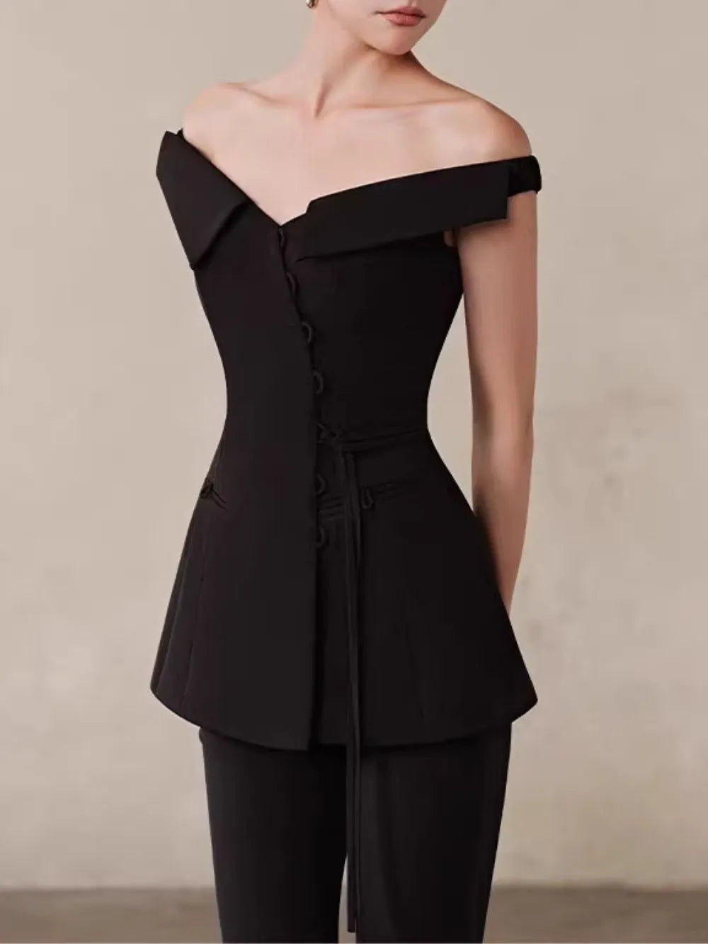 Pervia Off Shoulder Flared Pants Set Flowering Girl