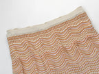 Beige Pointelle Knit Fitted Column Two-Piece Set Flowering Girl