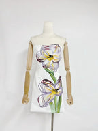 Rosario Appliqué Floral Bustier Mini Dress In White Flowering Girl