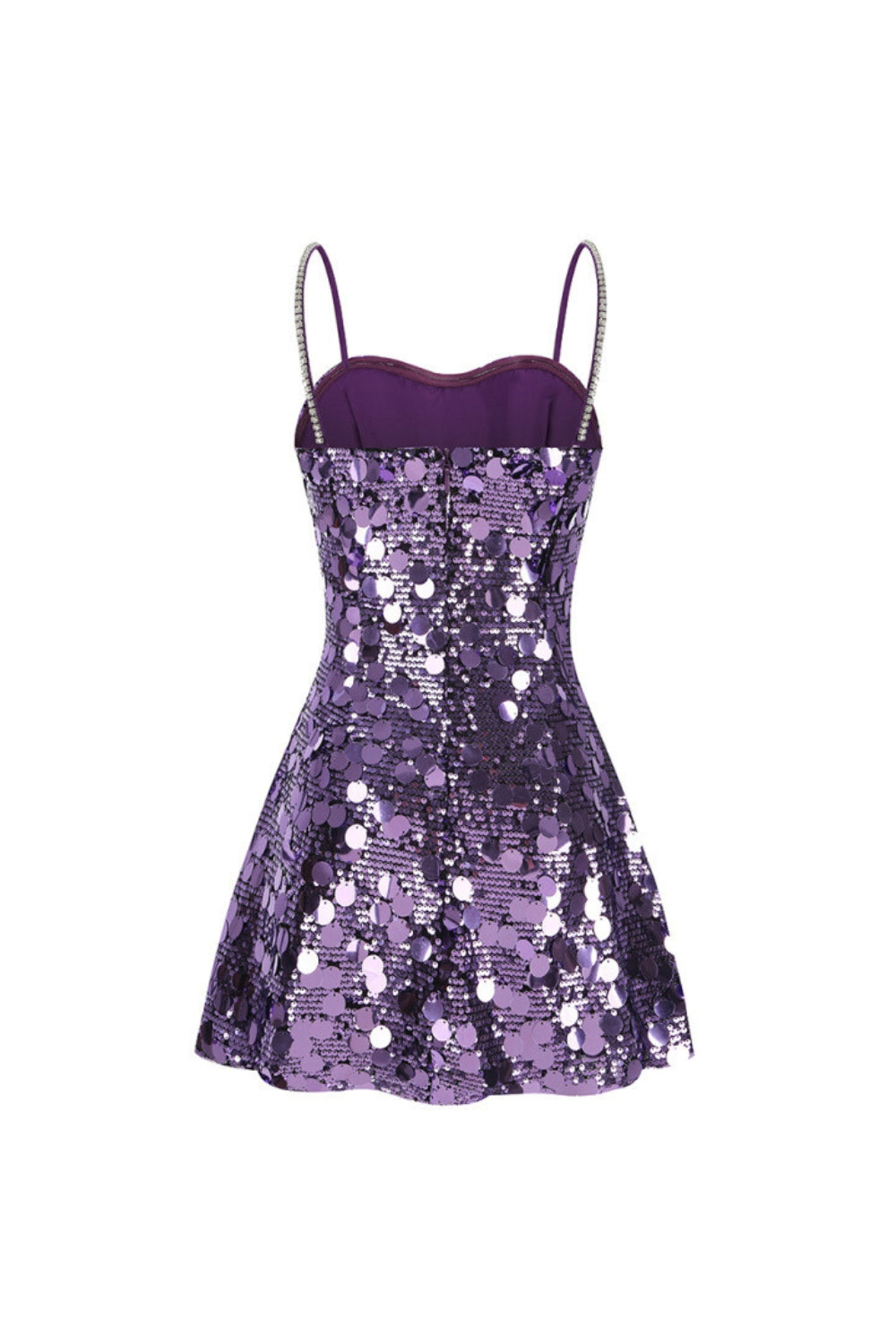 Virginia Strappy Sequin Embellished Mini Dress In Purple Flowering Girl