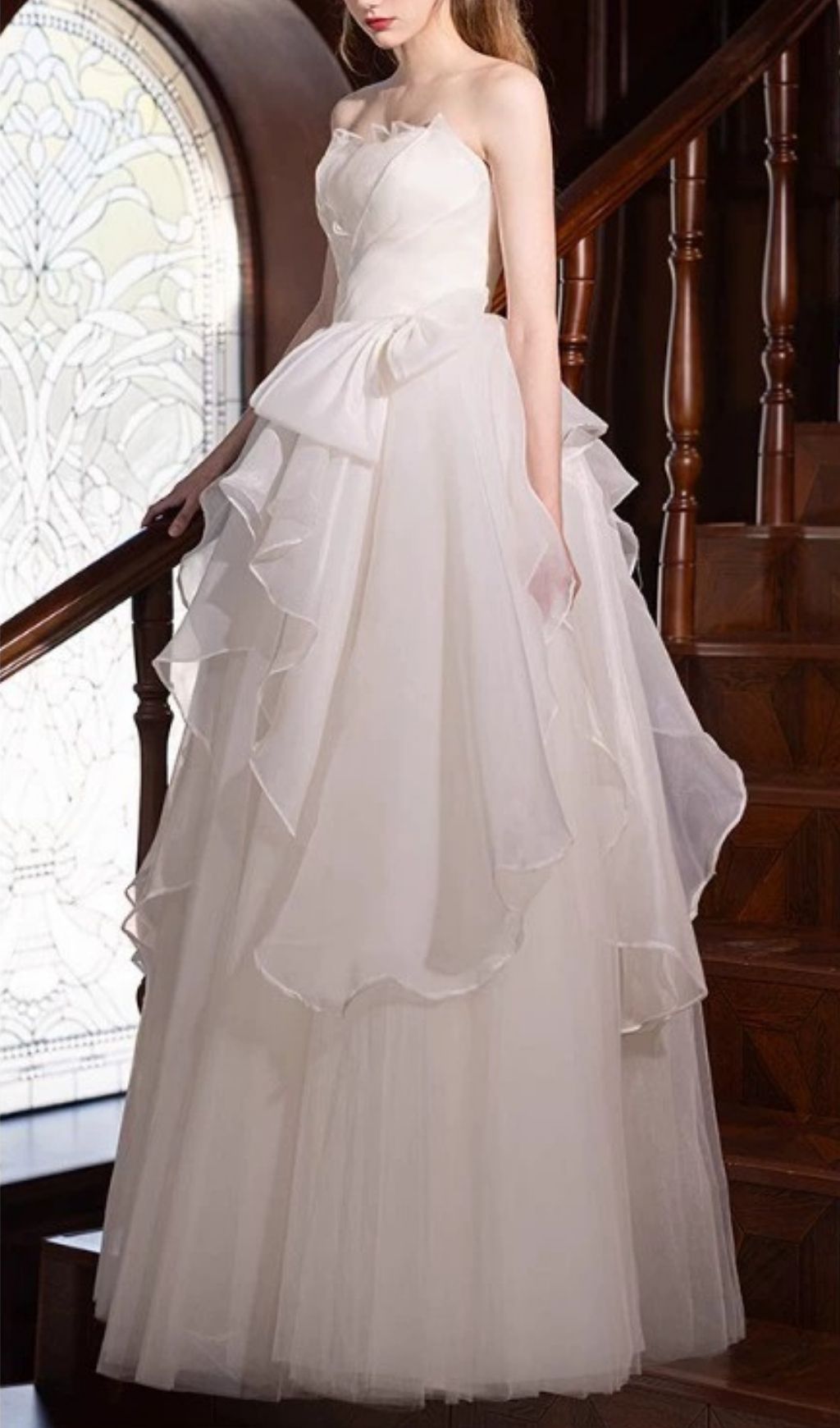 Karlie White Strapless Mesh Maxi Dress Flowering Girl