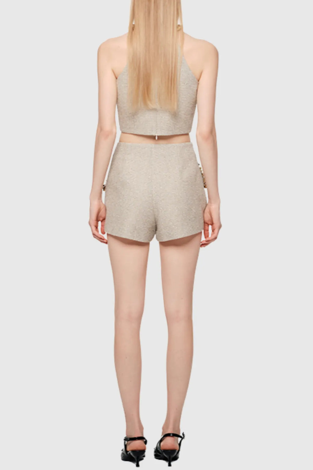 Evangeline Sequin Top In Apricot Flowering Girl