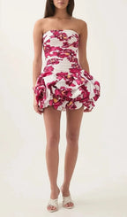 Clearo Strapless Pleated Hem Mini Dress Flowering Girl